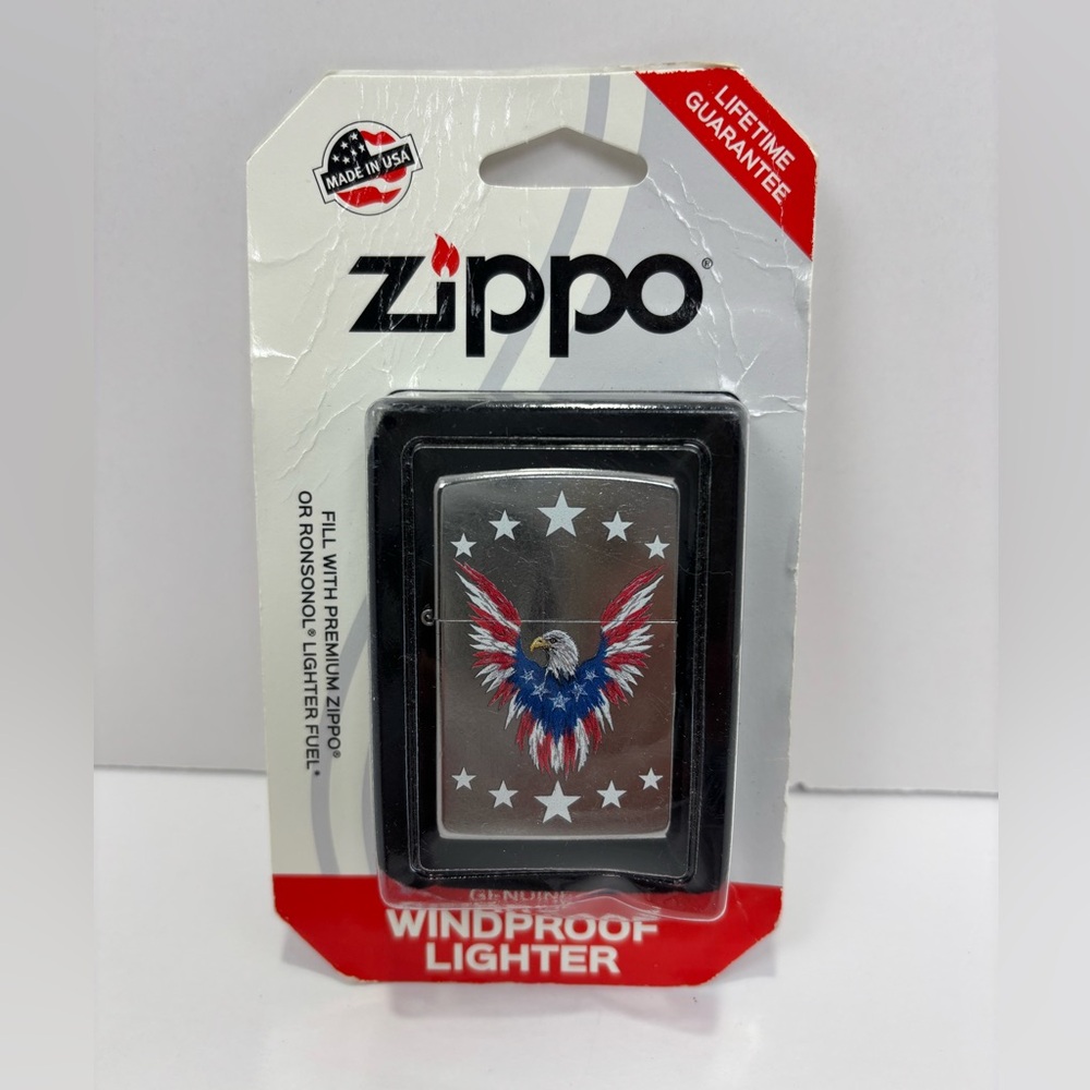 Zippo American Eagle Pocket Lighter, Chrome Windproof New in Package